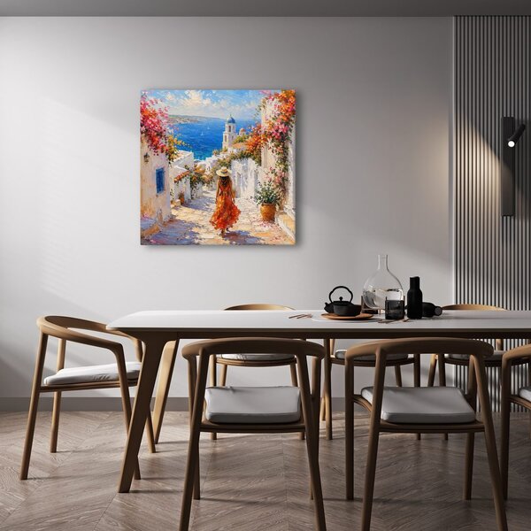 Quadro su tela – Villaggio mediterraneo in fiore