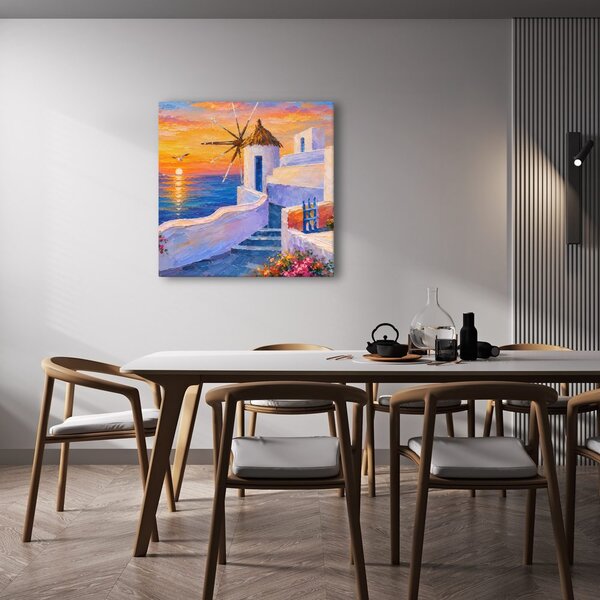 Quadro su tela – Case bianche sul mare