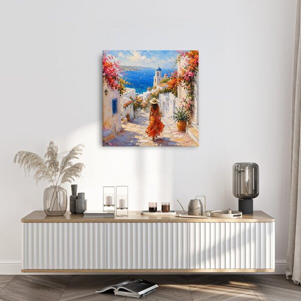Quadro su tela – Villaggio mediterraneo in fiore