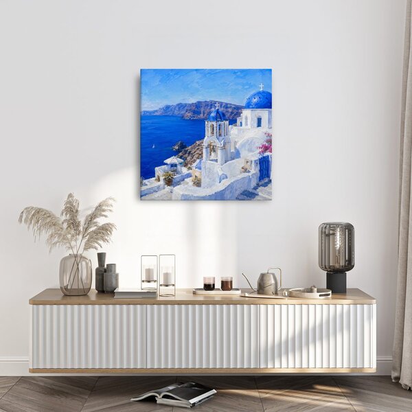 Quadro su tela – Case bianche sul mare