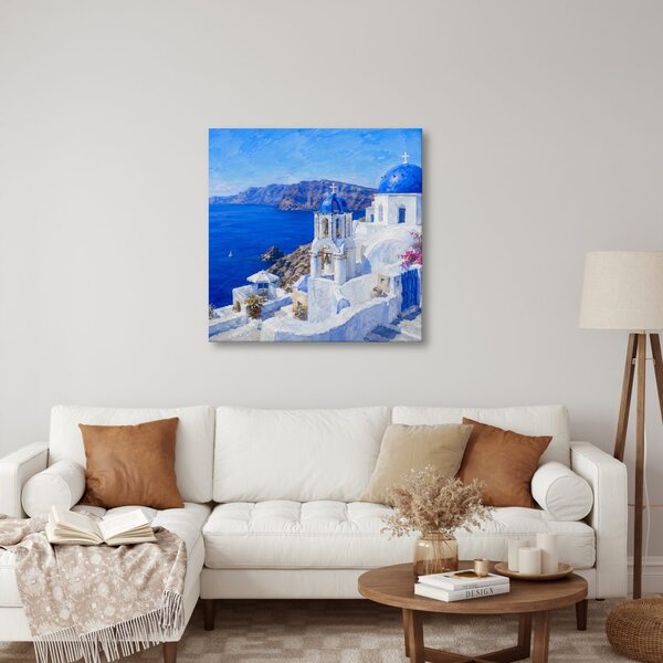Quadro su tela – Case bianche sul mare