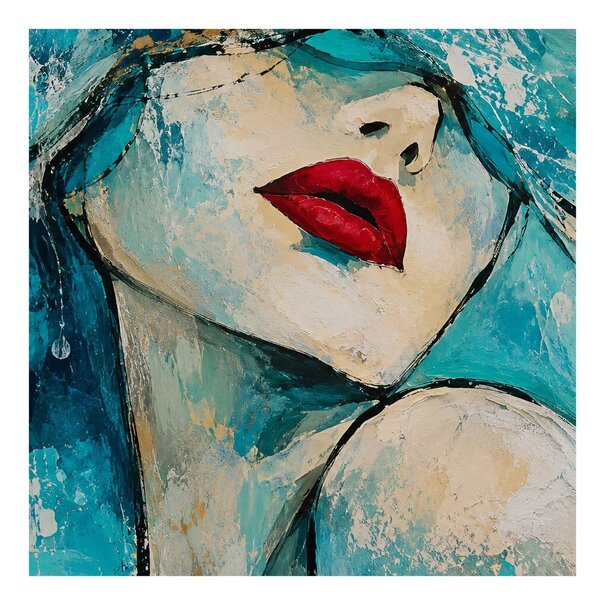 Quadro su tela – Volto femminile astratto in turchese