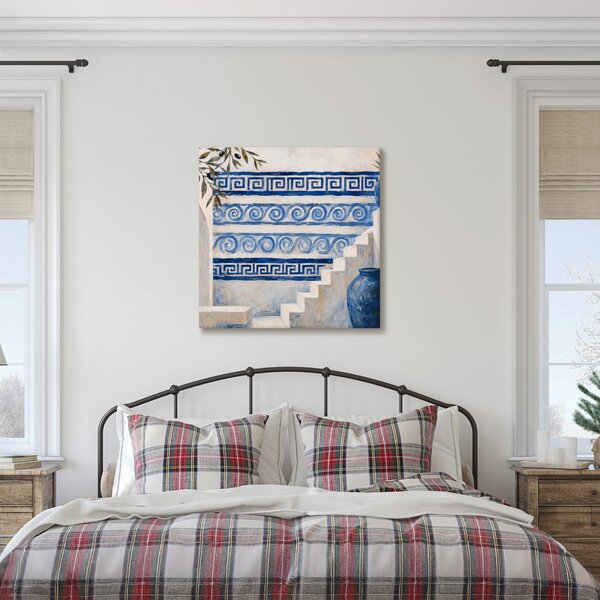 Quadro su tela – Scale mediterranee con ornamenti blu