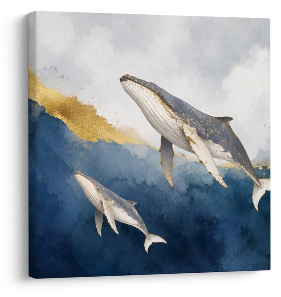Quadro su tela – Coppia di balene nell’oceano blu