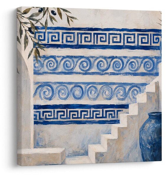 Quadro su tela – Scale mediterranee con ornamenti blu