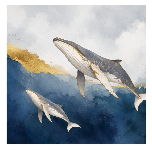 Quadro su tela – Coppia di balene nell’oceano blu