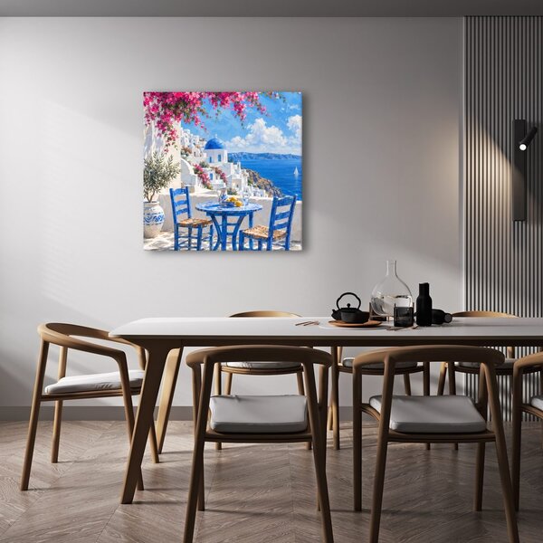 Quadro su tela – Case bianche e baia azzurra