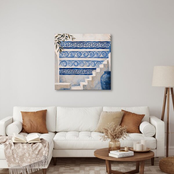 Quadro su tela – Scale mediterranee con ornamenti blu