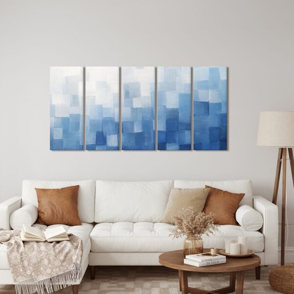Quadri 5 pezzi – Astratto blu a campiture