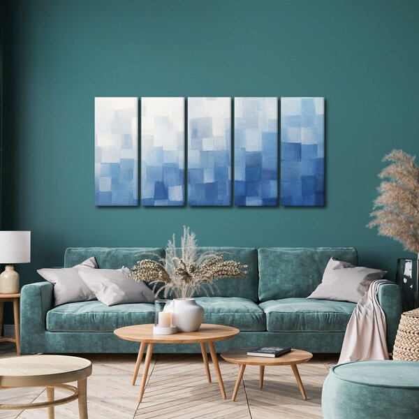 Quadri 5 pezzi – Astratto blu a campiture