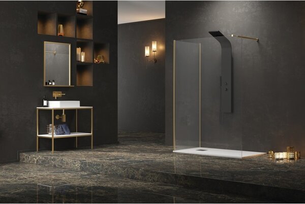 Kamalu box doccia angolare walk-in 80x90 cm profilo oro | kw4000g