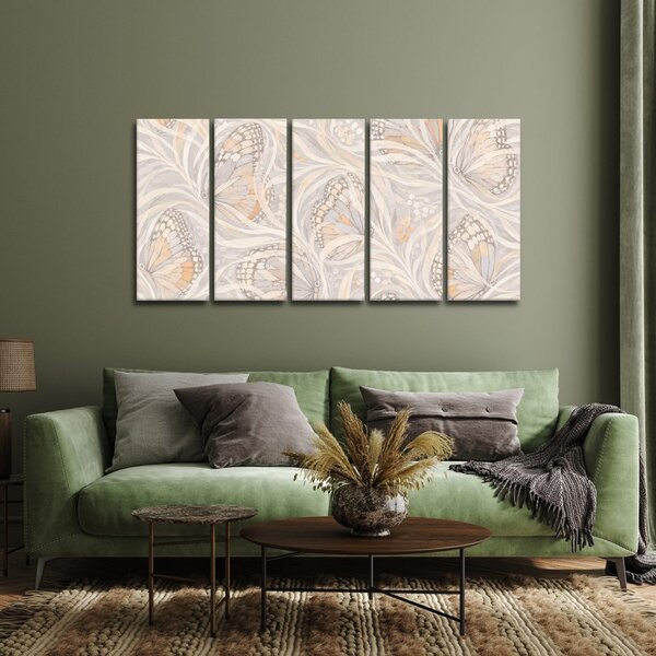 Quadri 5 pezzi – Delicate farfalle nella ragnatela