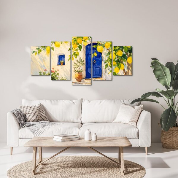 Quadri 5 pezzi – Limonero accanto alla porta blu