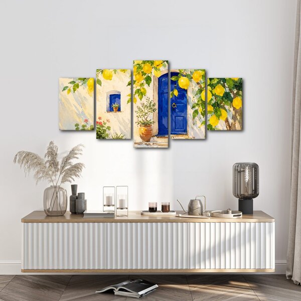 Quadri 5 pezzi – Limonero accanto alla porta blu