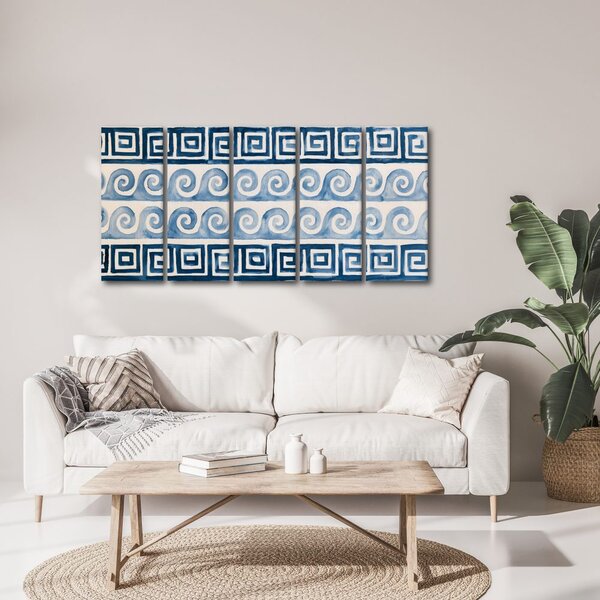Quadri 5 pezzi – Spirali blu e ornamenti