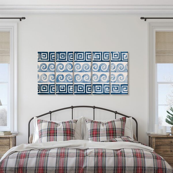 Quadri 5 pezzi – Spirali blu e ornamenti