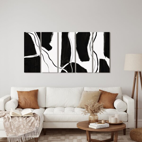 Quadri 5 pezzi – Linee astratte in bianco e nero