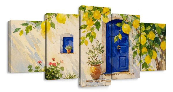 Quadri 5 pezzi – Limonero accanto alla porta blu