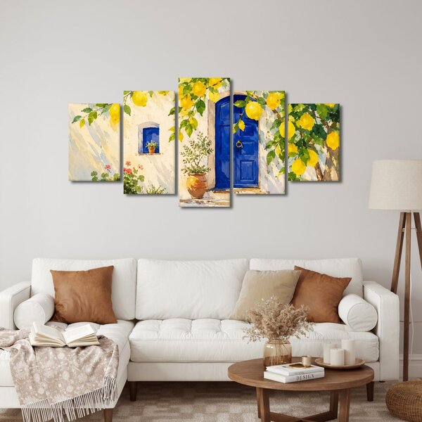 Quadri 5 pezzi – Limonero accanto alla porta blu