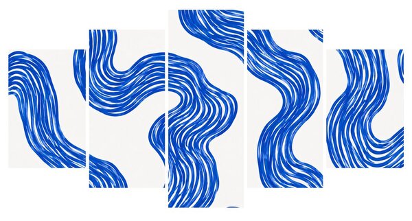 Quadri 5 pezzi – Linee ondulate blu