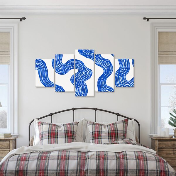 Quadri 5 pezzi – Linee ondulate blu
