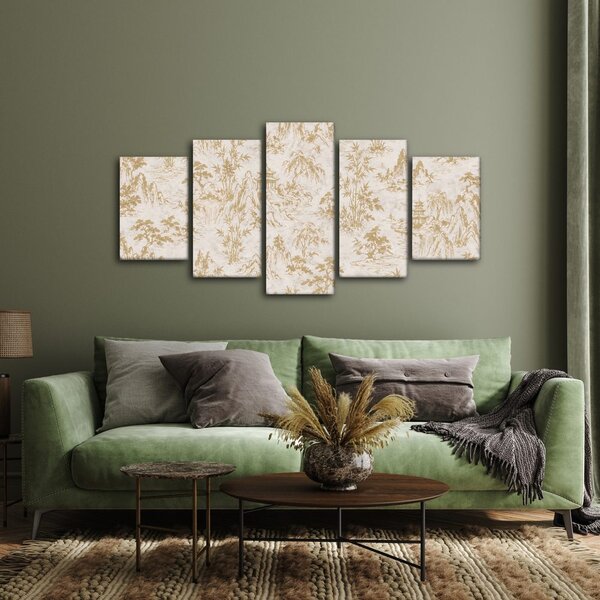 Quadri 5 pezzi – Paesaggio orientale dorato