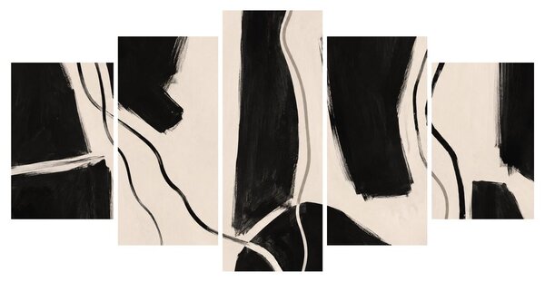 Quadri 5 pezzi – Linee nere astratte