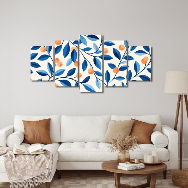 Quadri 5 pezzi – Rami blu con frutti