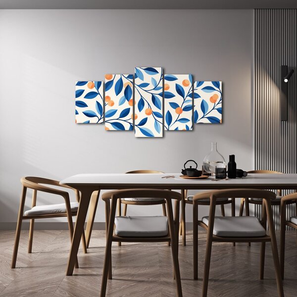 Quadri 5 pezzi – Rami blu con frutti
