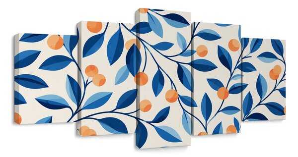 Quadri 5 pezzi – Rami blu con frutti