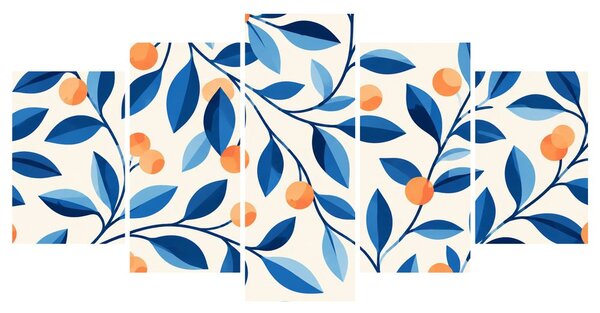 Quadri 5 pezzi – Rami blu con frutti