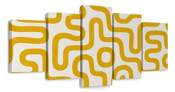 Quadri 5 pezzi – Linee astratte gialle