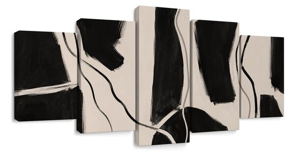 Quadri 5 pezzi – Linee nere astratte
