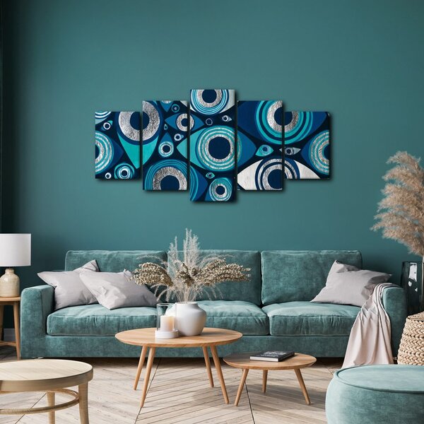 Quadri 5 pezzi – Occhi astratti blu