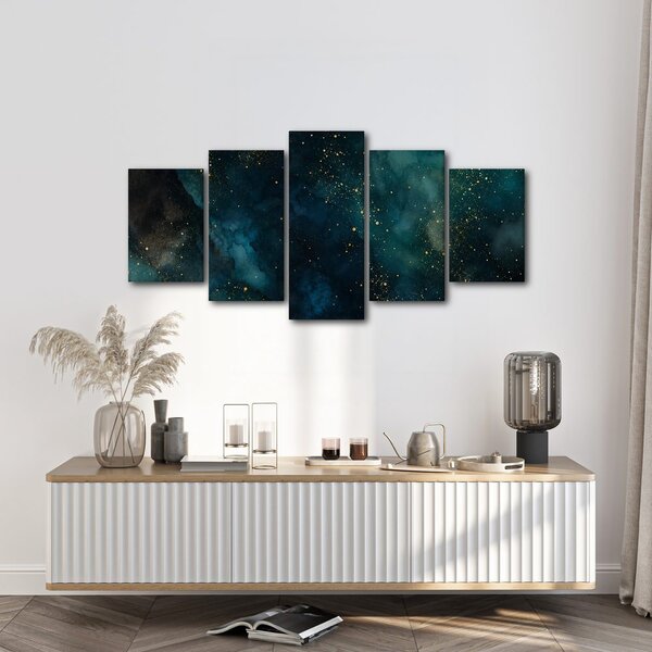 Quadri 5 pezzi – Nebulosa notturna dorata