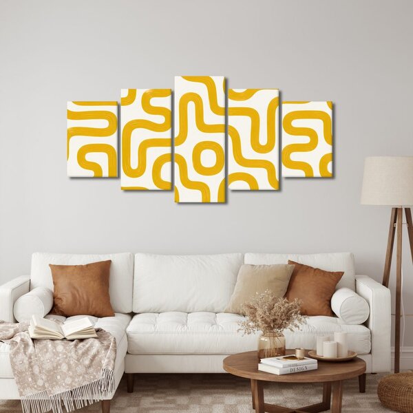 Quadri 5 pezzi – Linee astratte gialle