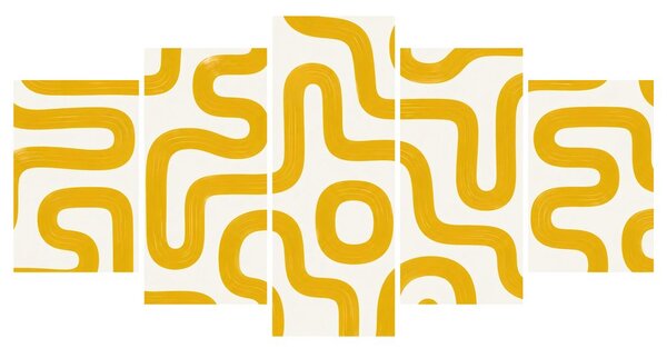 Quadri 5 pezzi – Linee astratte gialle