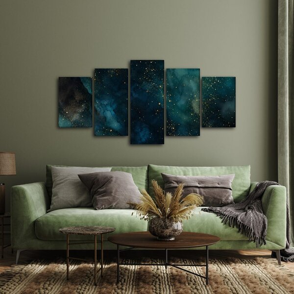 Quadri 5 pezzi – Nebulosa notturna dorata