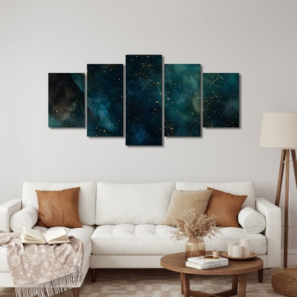 Quadri 5 pezzi – Nebulosa notturna dorata