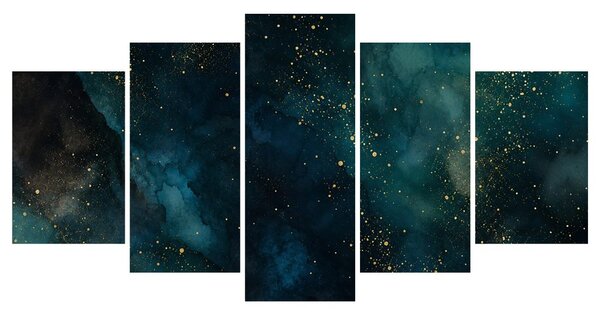 Quadri 5 pezzi – Nebulosa notturna dorata