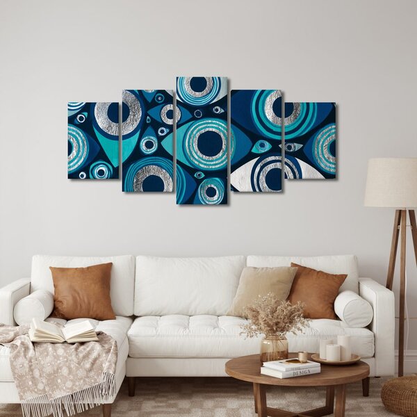 Quadri 5 pezzi – Occhi astratti blu