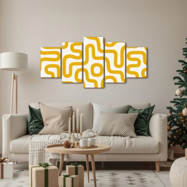 Quadri 5 pezzi – Linee astratte gialle