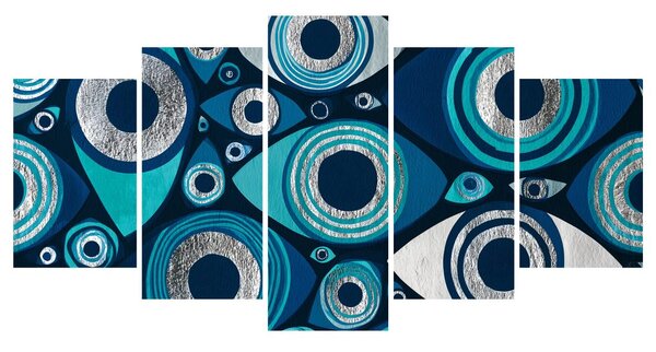Quadri 5 pezzi – Occhi astratti blu
