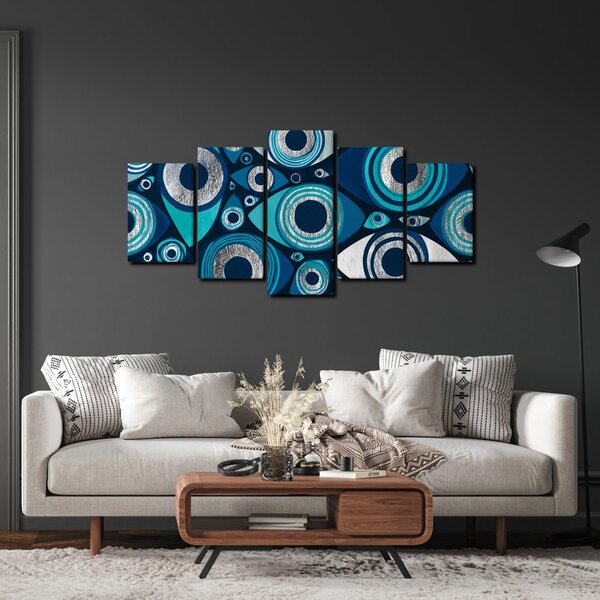 Quadri 5 pezzi – Occhi astratti blu