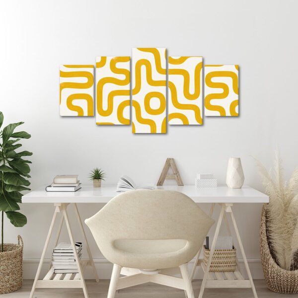 Quadri 5 pezzi – Linee astratte gialle