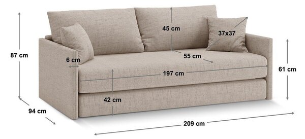 Divano marrone chiaro allungabile con rivestimento in ciniglia 209 cm Shannon – Cosmopolitan Design