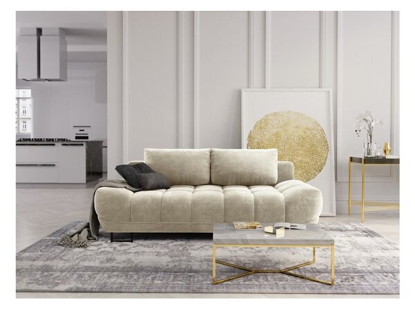 Divano letto a tre posti beige con rivestimento in velluto Cirrus - Windsor & Co Sofas