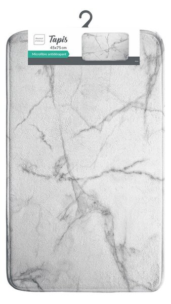 Tappetino per il bagno bianco/grigio in tessuto 45x75 cm Marbre – douceur d'intérieur