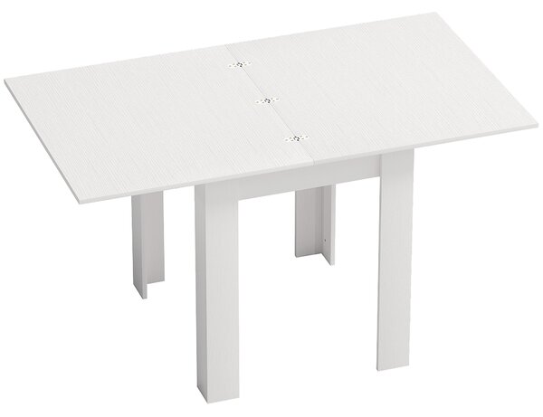 Tavolo Allungabile per 4-6 Persone 140x80x77,5 cm in Truciolato e Acciaio Bianco Effetto Legno