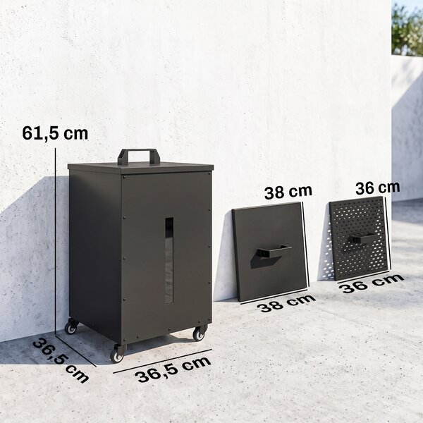 Outsunny Contenitore Per Pellet 30kg Con Ruote E Setaccio Nero | Aosom Italy